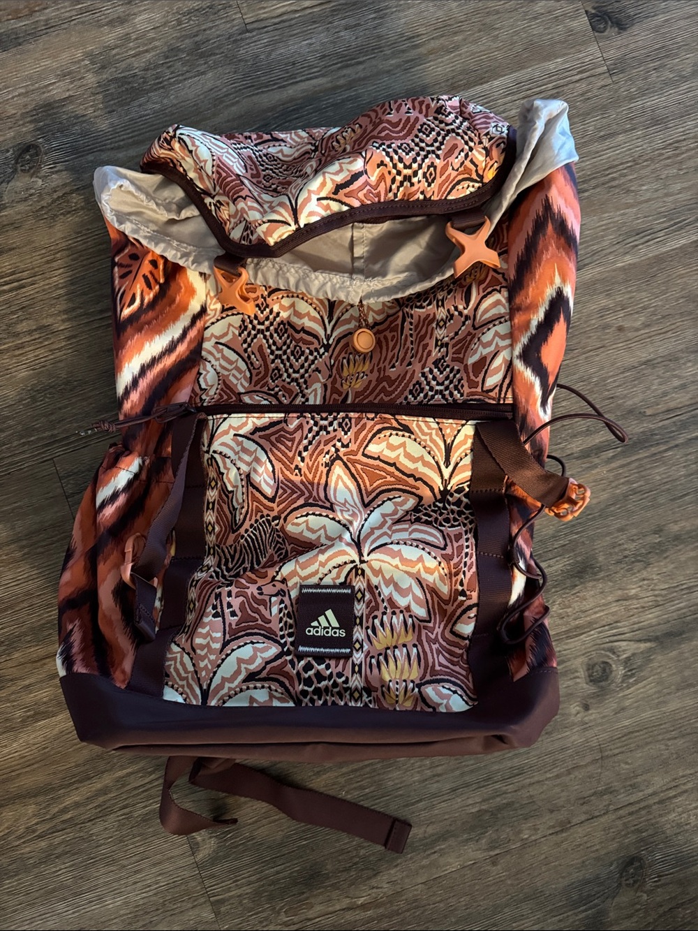 FARM Rio Multicolor Patterned Backpack - Brown, Orange, Cream